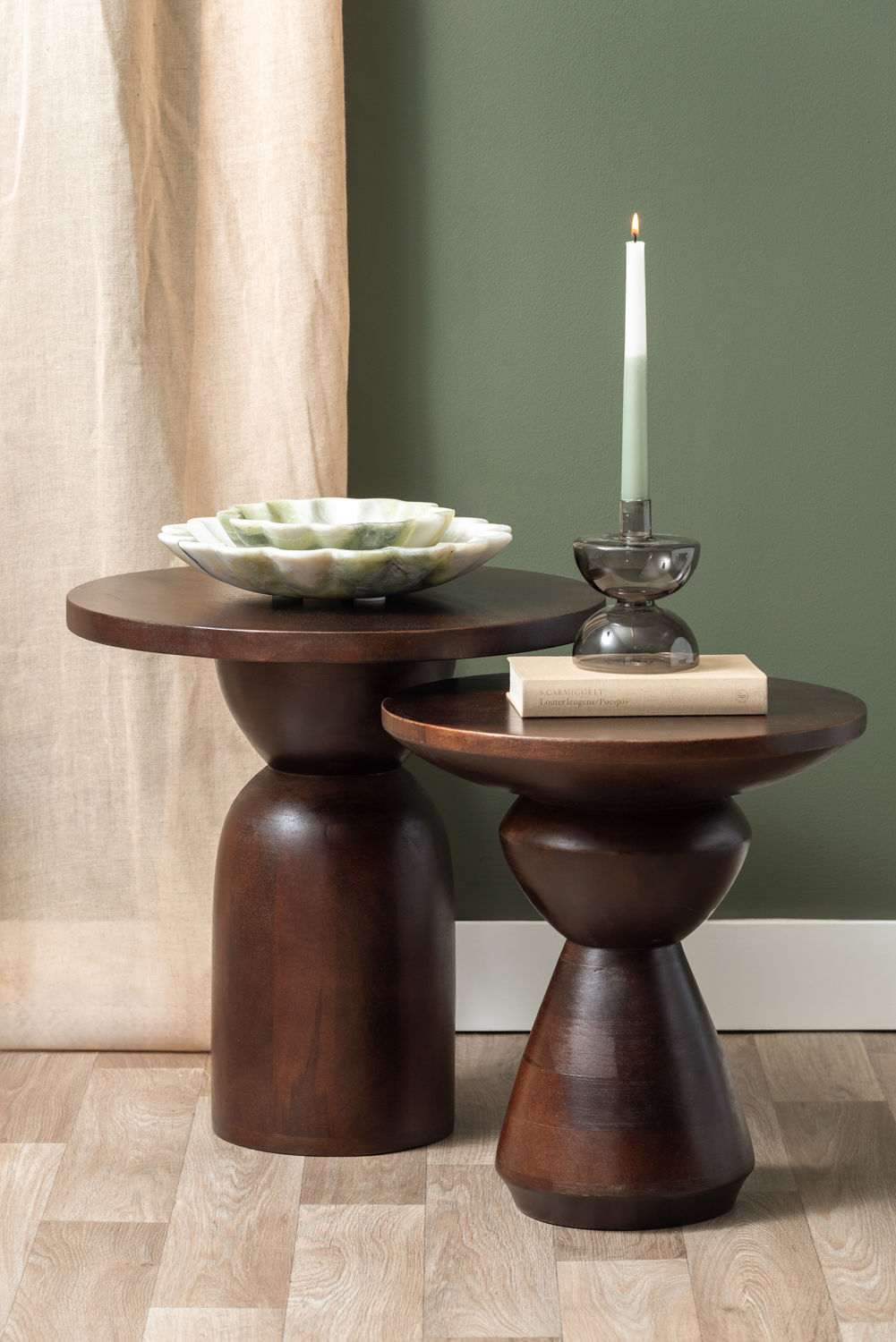 Leitmotiv Side table Noche small mango wood walnut lacquer