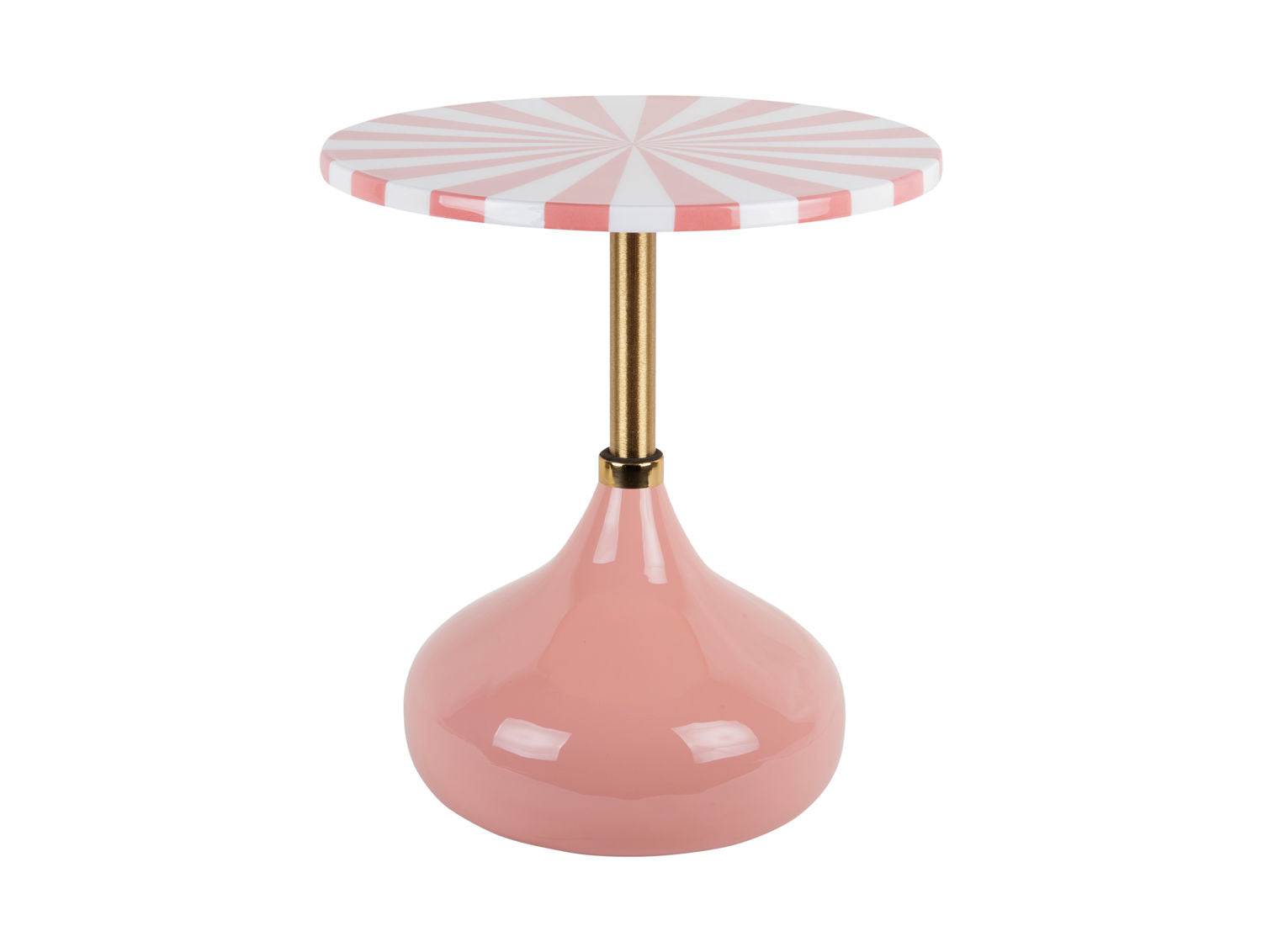 Leitmotiv Side table Candy Swirl enamel flamingo pink &amp; white