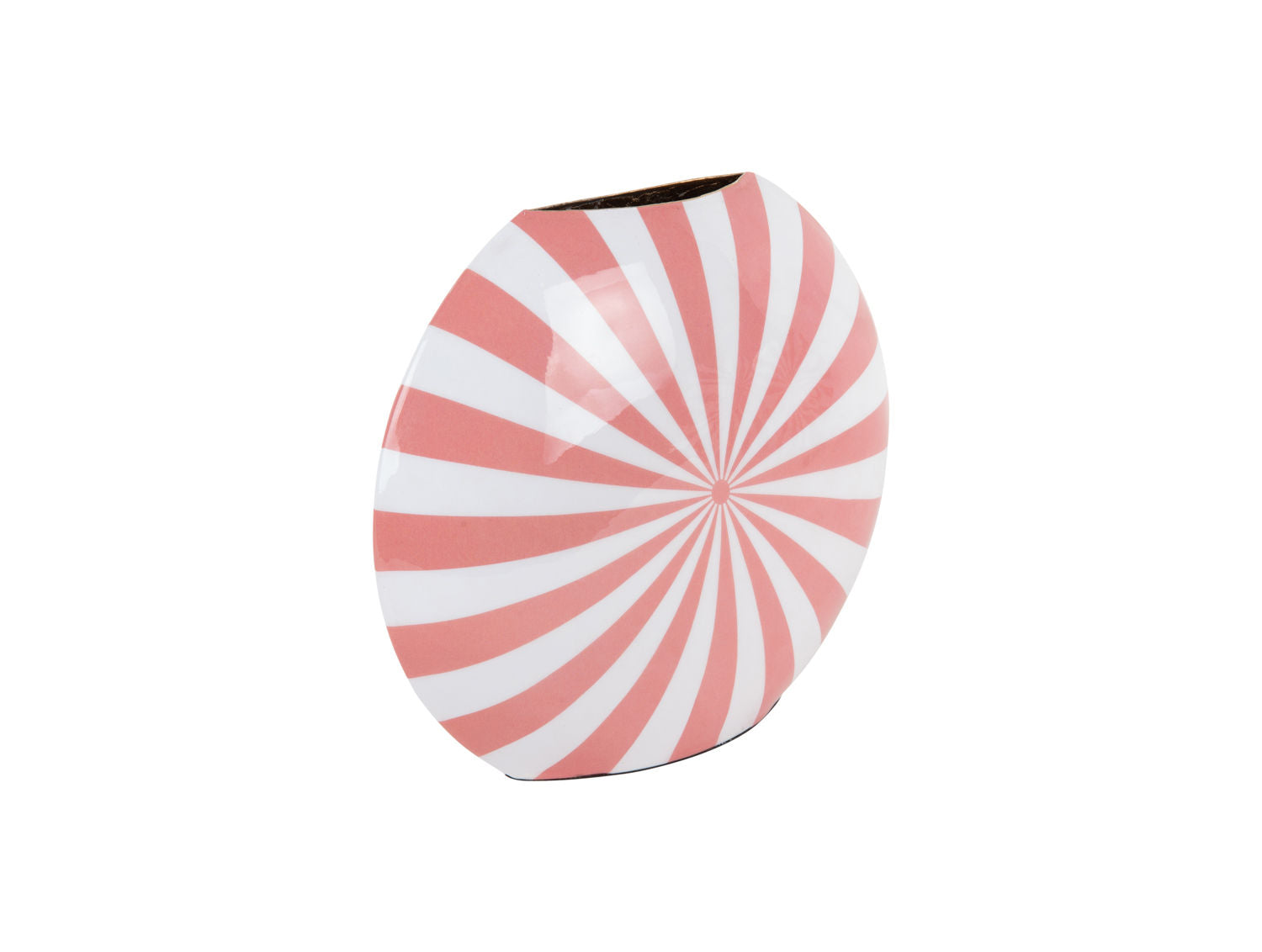 present time Vase Candy Swirl enamel flamingo pink &amp; white