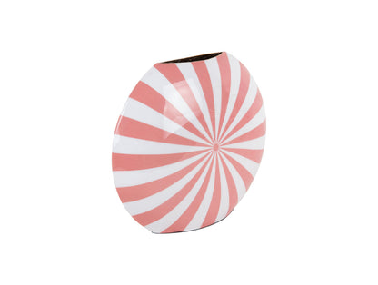 present time Vase Candy Swirl enamel flamingo pink &amp; white