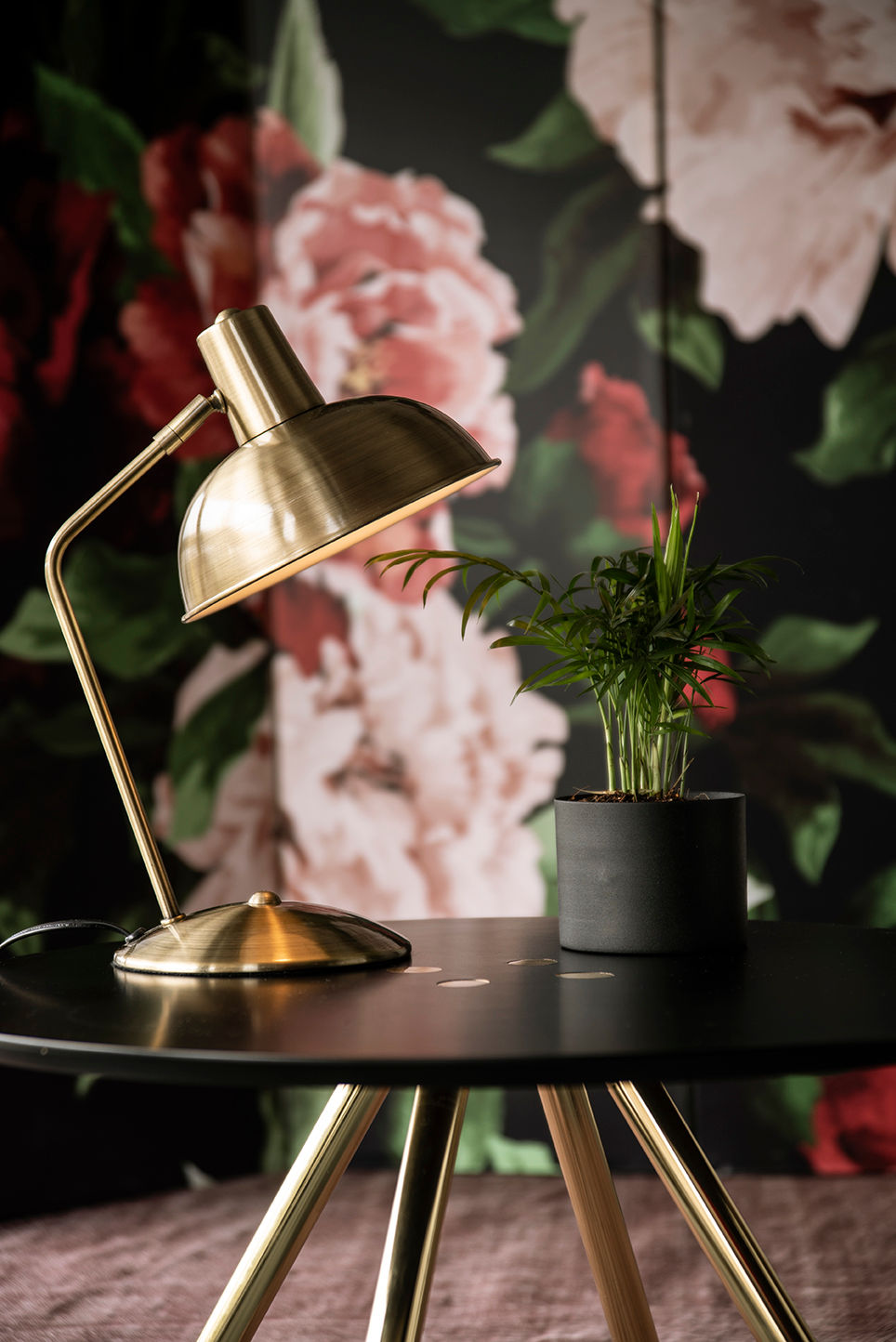 Leitmotiv Table lamp Hood brushed gold plated iron