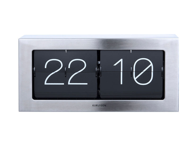 Karlsson Wall / Table clock Boxed Flip XL brushed steel