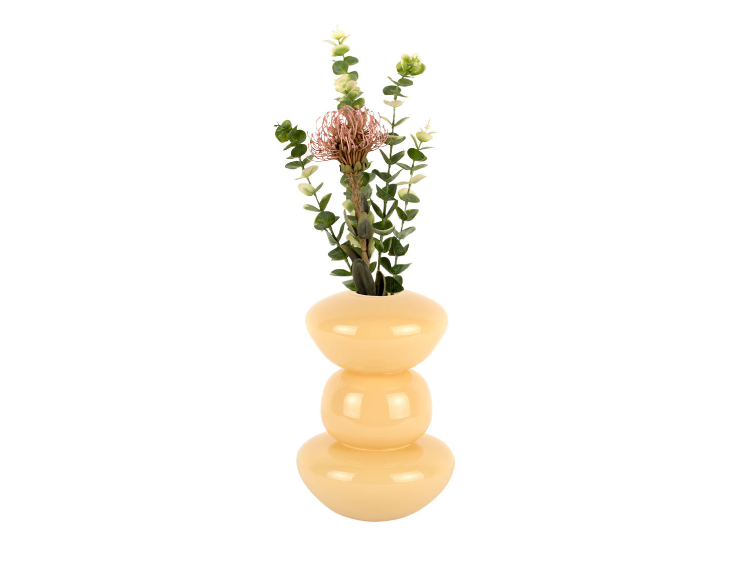 present time Vase Bubbles glass medium soft yellow