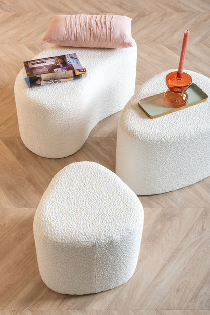 Leitmotiv Pouf Ada organic large bouclé off white