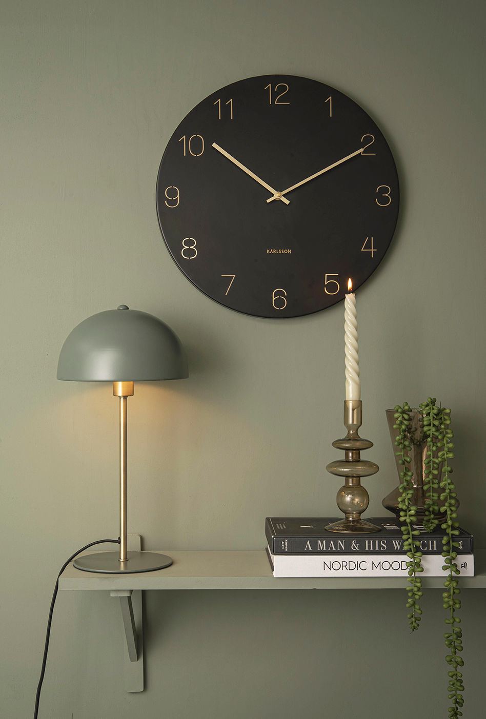 Leitmotiv Table lamp Bonnet metal jungle green